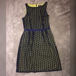 American Living Navy/Neon Yellow Cut Out Dress
